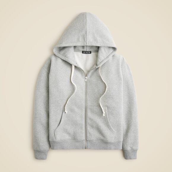 NWT J.Crew New Heritage Fleece Full Zip-Up Hoodie Long Sleeve In Gray Size XXL - Picture 8 of 8